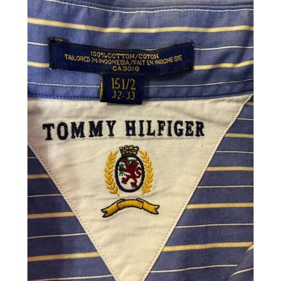 Tommy Hilfiger Dress Shirt Mens 15 1/2 32-33 Used Blue Striped - Picture 12 of 12